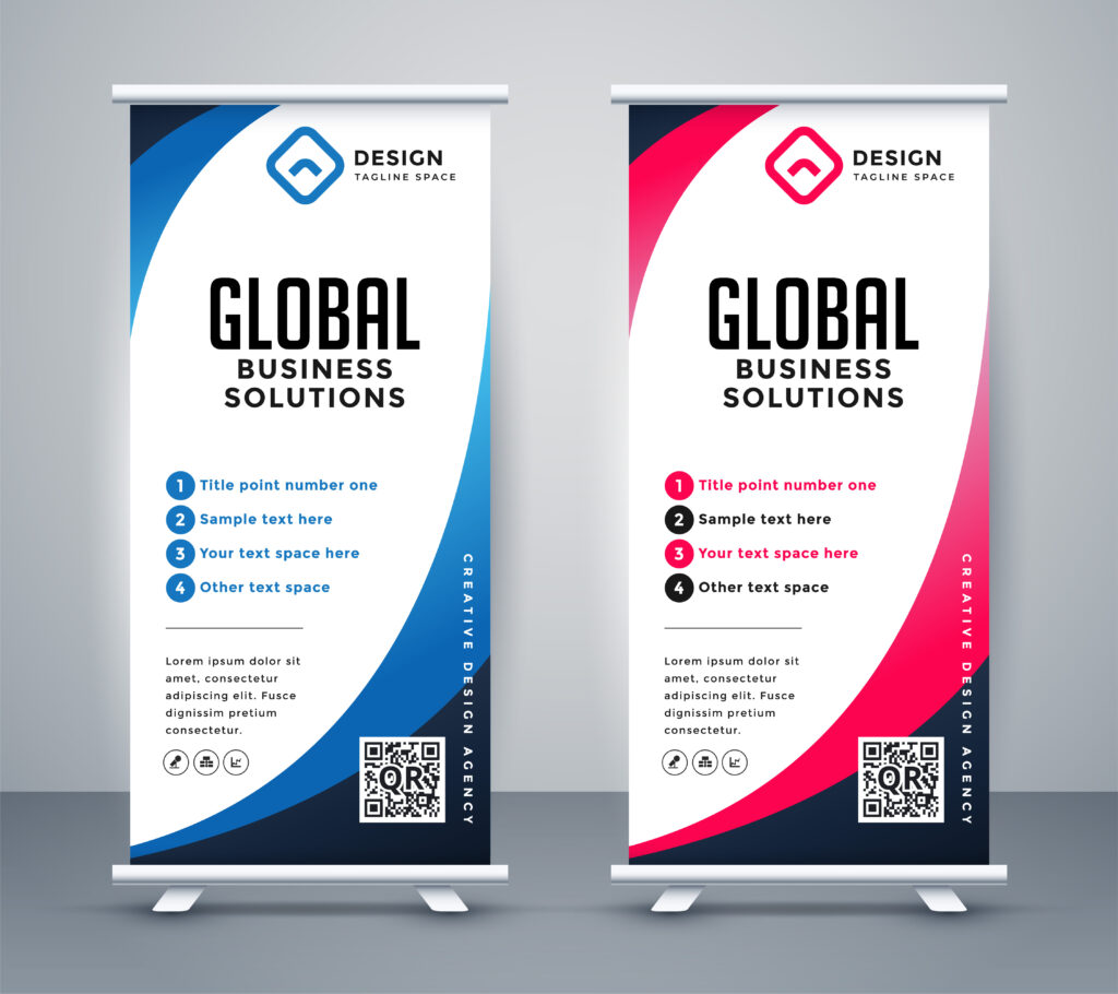 Roll up banner vs flex banner comparison for business advertising in the UAE