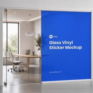 Free Glass Vinyl Sticker Mockup PSD